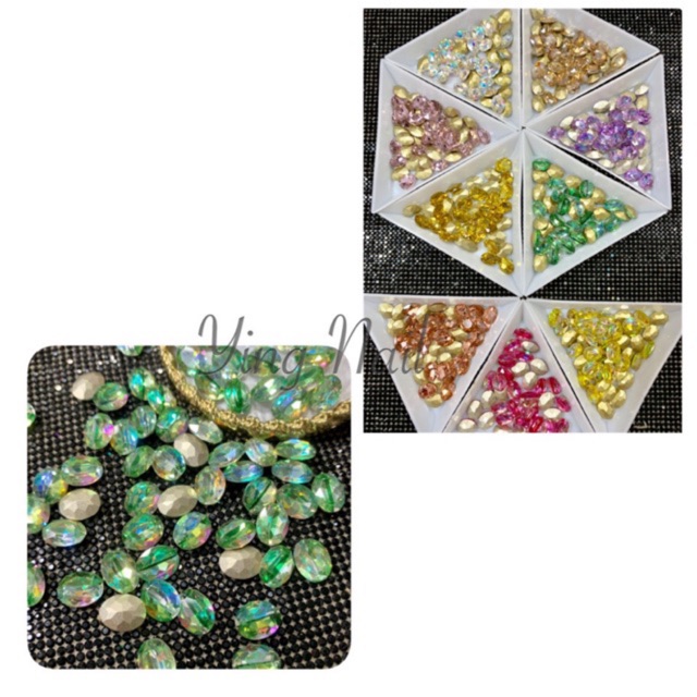 Set 10v Đá Khối Oval (1.5k/viên).Nhiều màu (100v/100k)