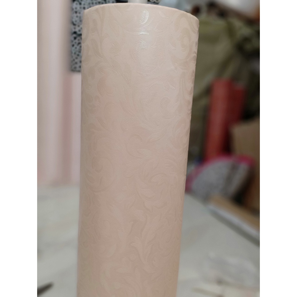 1 mét decal giấy dán tường khổ 60cm xoắn hoa kem keo sẵn