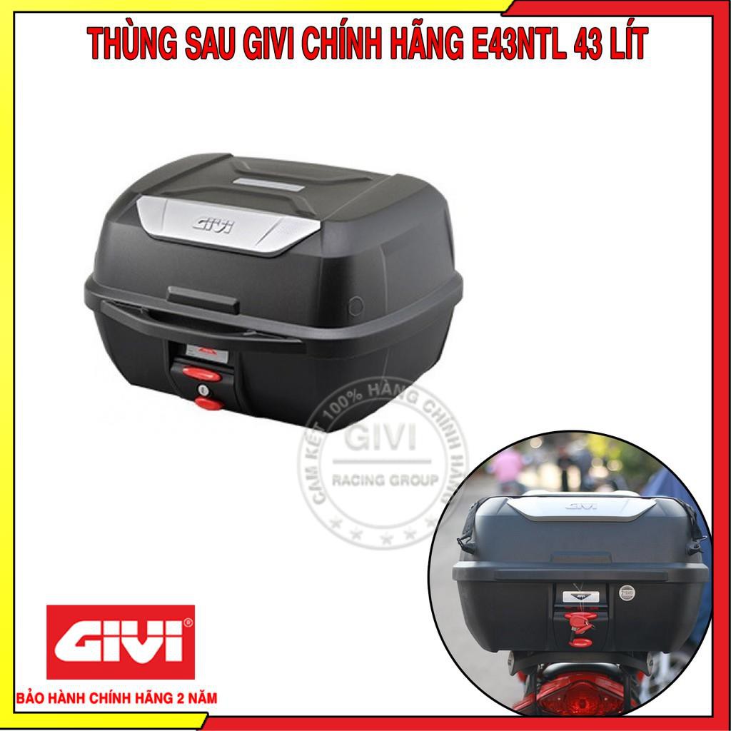 Thùng Sau Givi Chính Hãng E43NTL 43 Lít - BH 2 Năm Và Miễn Phí Lắp Đặt Tại Cửa Hàng