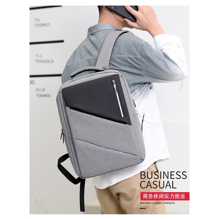 Balo cặp laptop Hàn quốc có sạt phản quan Đen Xám Phối A03 chống nước kép vào vali Shalla H1991