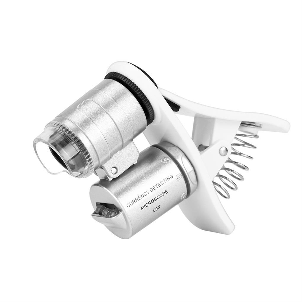 Kính Lúp Phóng Đại 60X Có Đèn LED Và Kẹp Gắn Điện Thoại Di Động Tiện Dụng