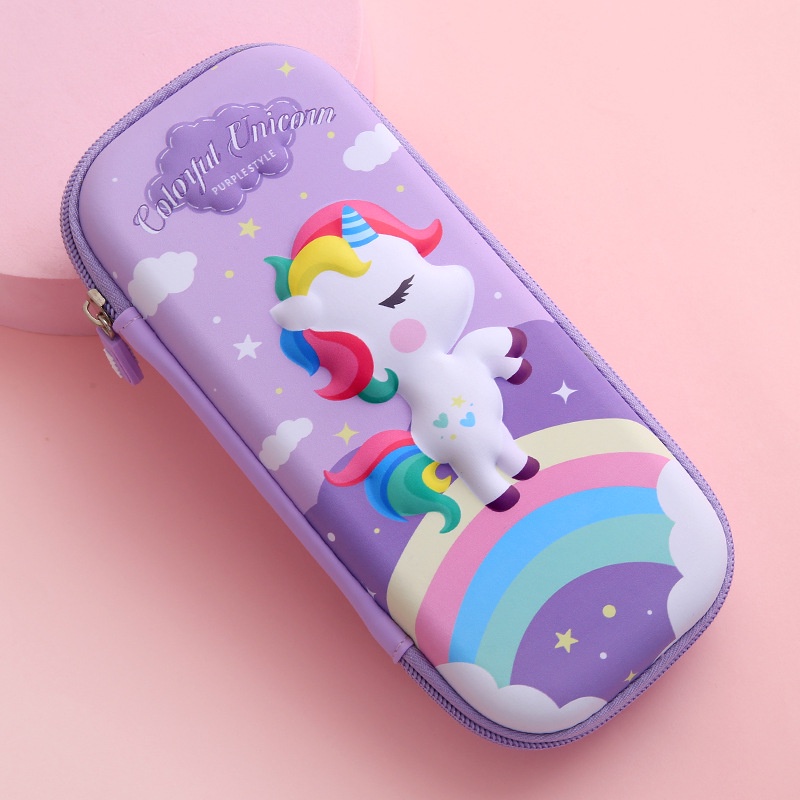 Hộp Đựng Bút EVA 3D Hình Kỳ Lân Hoạt Hình Sức Chứa Lớn Cho Trẻ Em