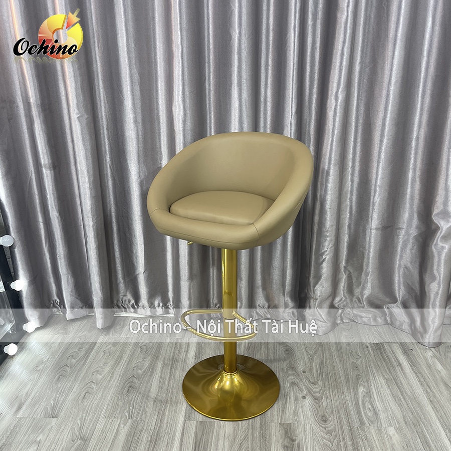 Ghế Quầy Lễ Tân, Ghế Quầy Bar Mẫu Nỉ Da Liền Tay Chân Vàng K1 Tĩnh Điện Điều Chỉnh Độ Cao 60/80 Và Xoay 360 Độ