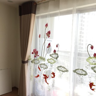 Rèm cửa voan thêu tay (mẫu hoa 5)
