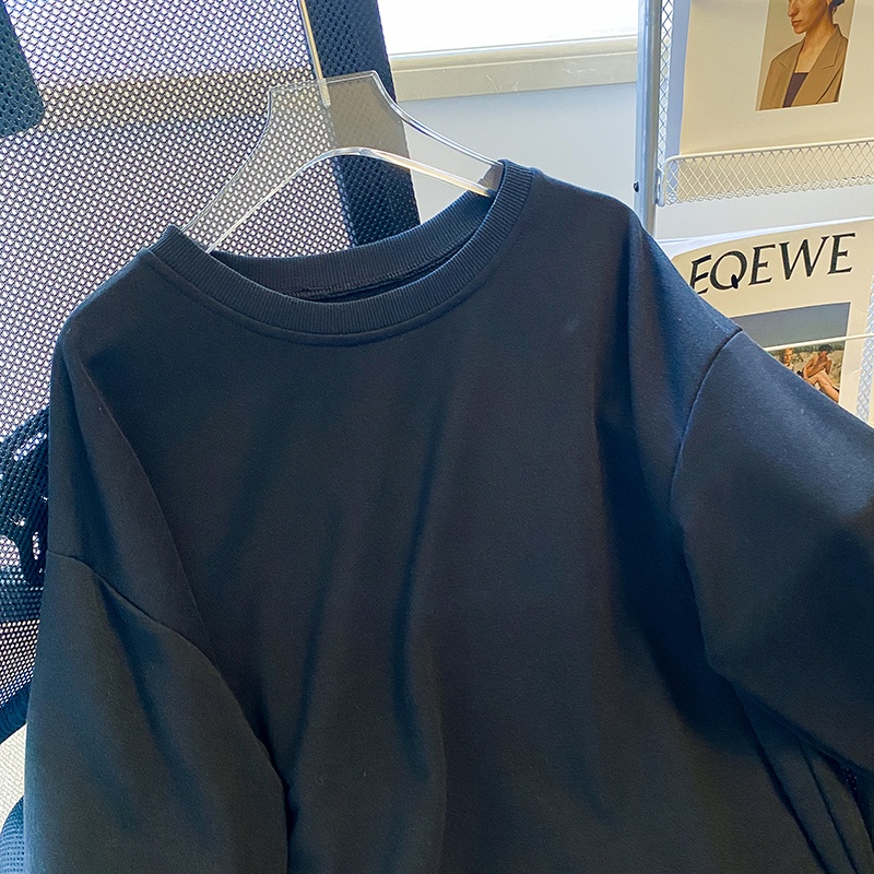 ZHELIHANGFEI Áo Thun Sweater Dáng Rộng Tay Dài In Họa Tiết Kiểu Retro Mỹ Dễ Phối Đồ