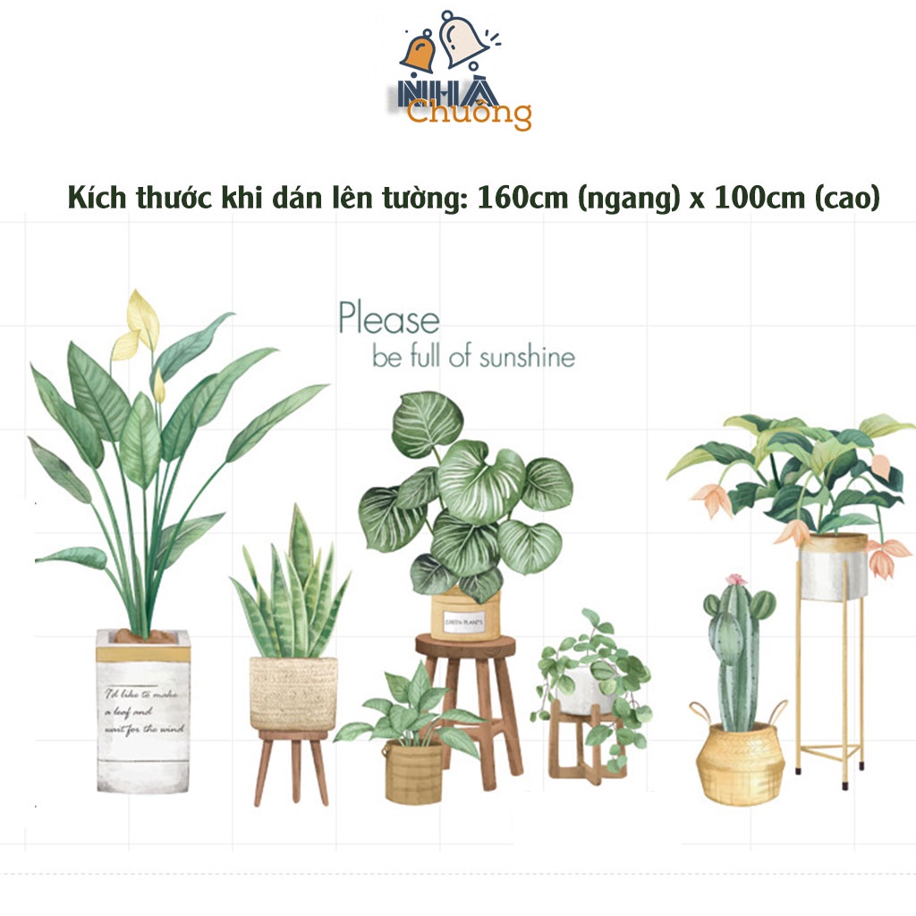 Decal dán tường Hàn Quốc trang trí nhà cửa mẫu cây hoa lá khổ lớn C79