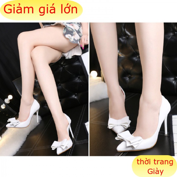 Giày Cao Gót 10.5cm Đính Nơ Thời Trang Hàn Quốc Cho Nữ