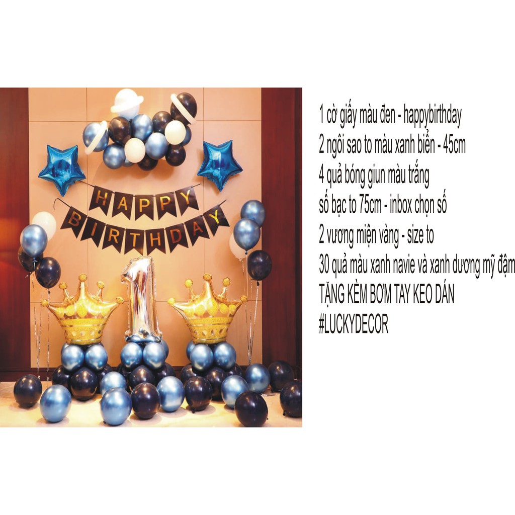 [ RẺ ĐẸP ] Set trang trí sinh nhật cho bé trai  (Tặng kèm băng dính + bơm tay)