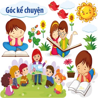 Decal dán tường Góc Sách Truyện Trang Trí Mầm Non, Tiểu Học