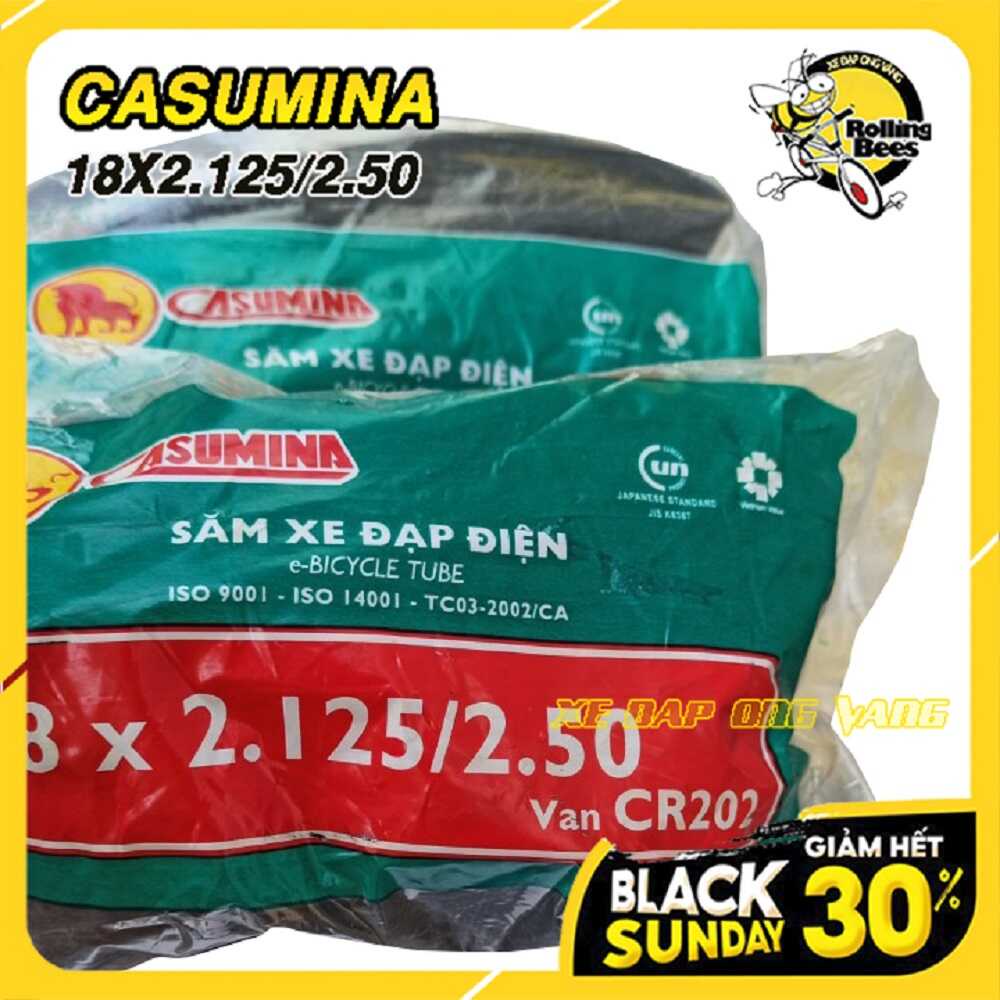 Ruột  Xe Đạp Điện 18x2.125/2.50 Van Cong, Thẳng chính hẫng Casumina