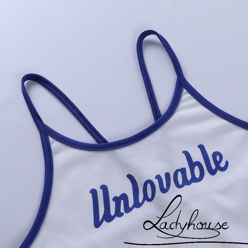 Áo Croptop Hai Dây Ôm Dáng In Chữ Thời Trang Cho Nữ