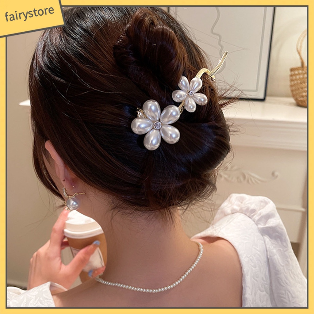Kẹp Tóc Hình Chữ S Đính Ngọc Trai Giả Thanh Lịch Cho Nữ