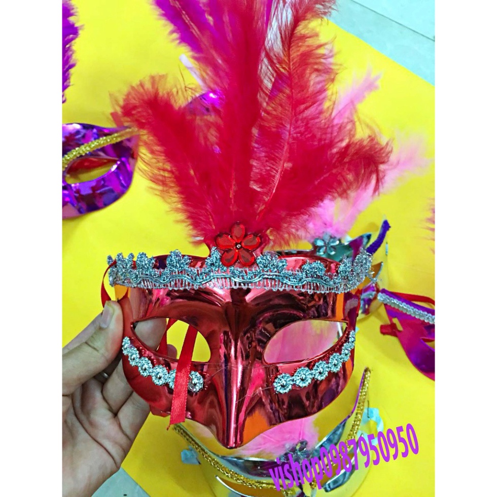 Mặt nạ lông vũ nửa mặt hóa trang cho nam và nữ-Mặt nạ hóa trang halloween,lẽ hội, bữa tiệc