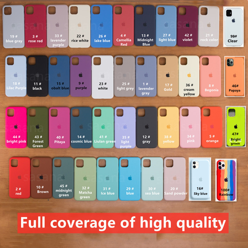 Màu Hồng Tươi Băng Xanh Bảo Hiểm đầy đủ IPhone 12/12 PRO MAX / 12MINI / 11 PRO MAX X XS Max XR 7 8 Plus  Vỏ điện Thoại Silicon Lỏng