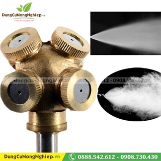 Béc tưới phun sương 4 điểm bằng đồng thau bền hạt sương mịn dễ tháo vệ sinh cặn