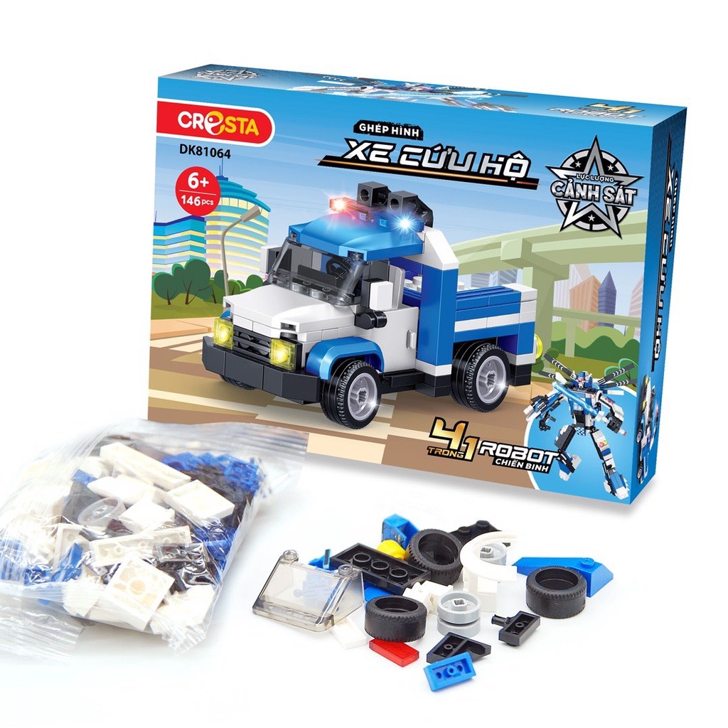Đồ Chơi DUKA: Ghép Hình Lực Lượng Cảnh Sát - Xe Cứu Hộ 146 Chi Tiết DK81064