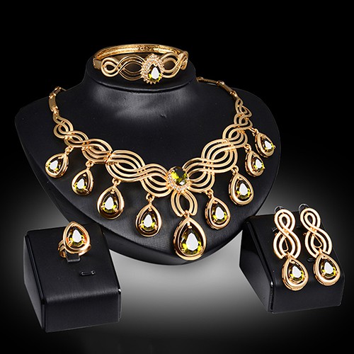 Bộ Trang Sức Vòng cổ / Nhẫn / Vòng Tay Đính Đá Zircon Sang Trọng