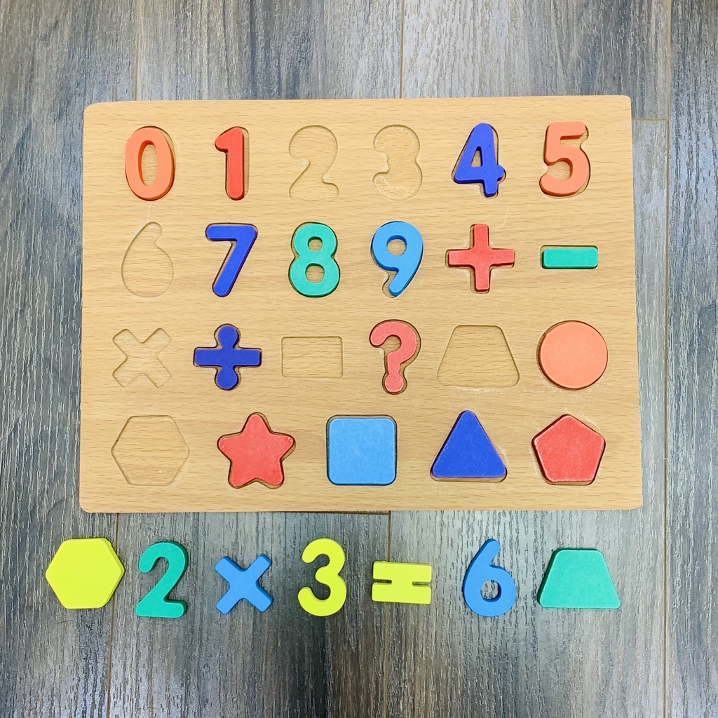Đồ Chơi Gỗ Bảng Chữ Cái Và Số Kèm Phép Tính Và Hình Khối Giúp Bé Phát Triển Trí Tuệ