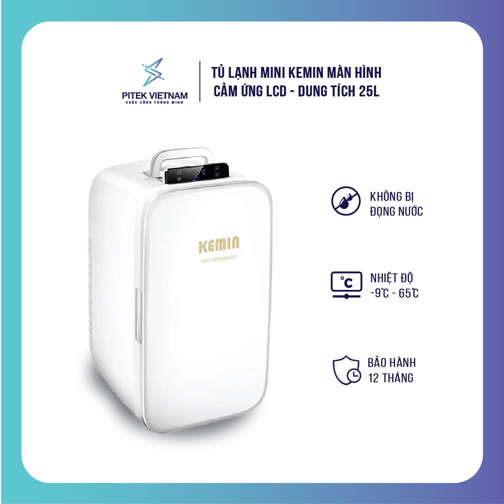 Tủ lạnh mini KEMIN cao cấp màn hình cảm ứng LCD điều chỉnh 2 chiều nóng lạnh 25L - Pitek