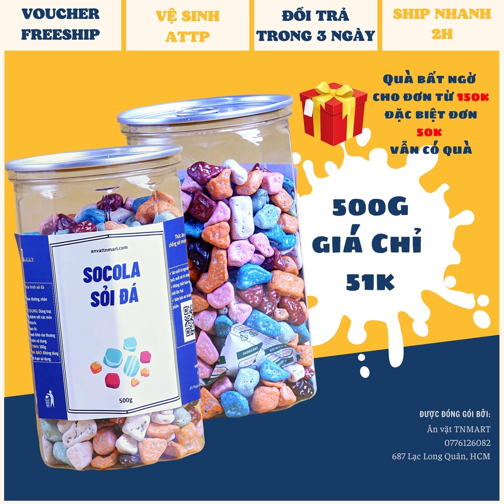 Kẹo socola sỏi đá lon pet 500g - Ăn vặt TNmart sài gòn