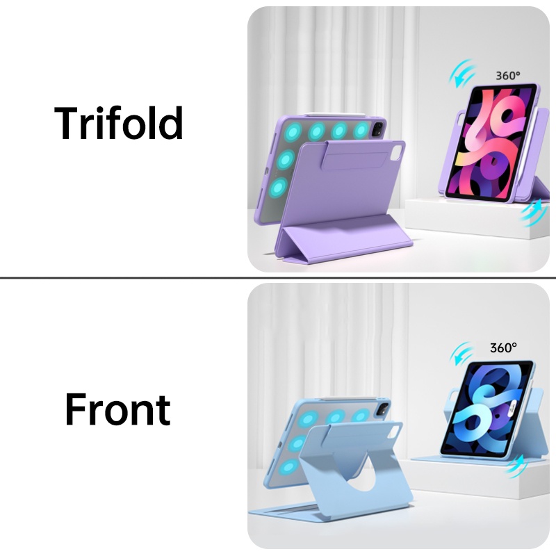 Hexu 720° Ốp Máy Tính Bảng Từ Tính Có Thể Gấp Gọn Cho IPad Pro 11 2021 Air5 Air4 10.9 7th 8th 9th Gen 10.2 Mini6 2022 2020