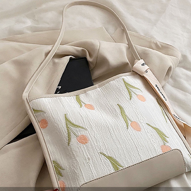 Túi Xách Tote Đeo Vai Cỡ Lớn Thêu Hình Hoa Tulip Cho Bạn Bè / Sinh Nhật / Valentine