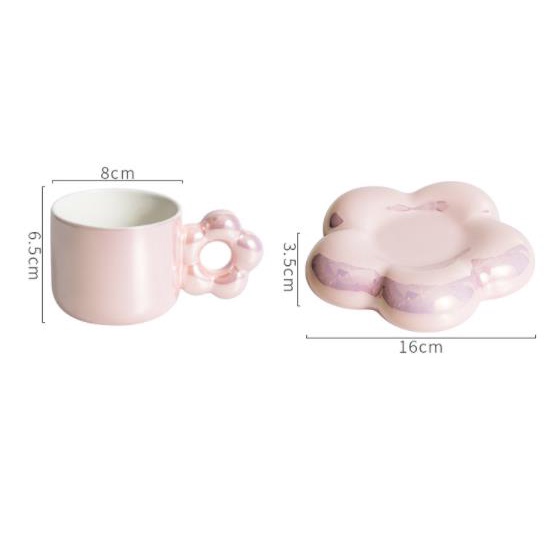❤Cốc Sứ Uống Cà Phê Họa Tiết Hoa Anh Đào Mạ Điện Dễ Thương