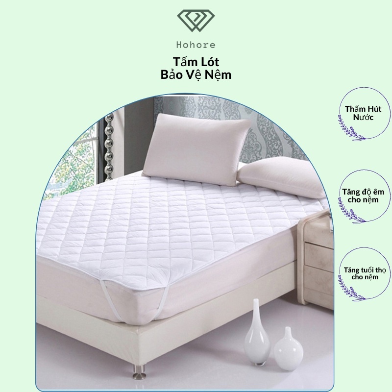 Tấm lót bảo vệ nệm riotex tấm topper mỏng chần bông kháng khuẩn bảo vệ nệm không bị ẩm mốc, tăng tuổi thọ nệm đủ size