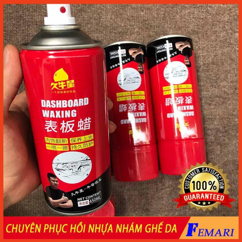 BỘ 2 Chai Xịt Dưỡng, Phục Hồi Nhựa Nhám, Làm Đen nhựa nhám, Làm Mới Ghế Da DASHBOARD WAXING 450ml