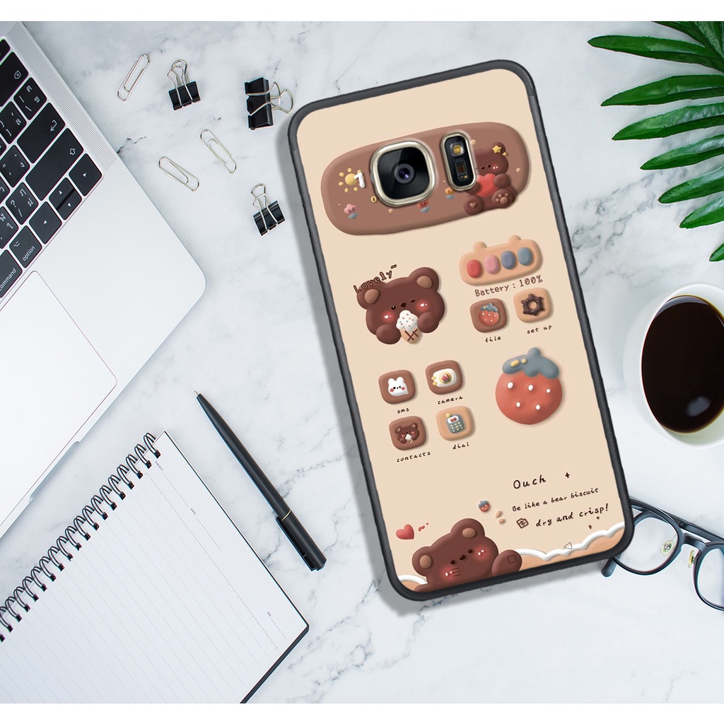 ỐP LƯNG SAMSUNG S6 - S6E - S7 - S7E , IN HÌNH GẤU NÂU CHOCOLATE ĐÁNG YÊU.