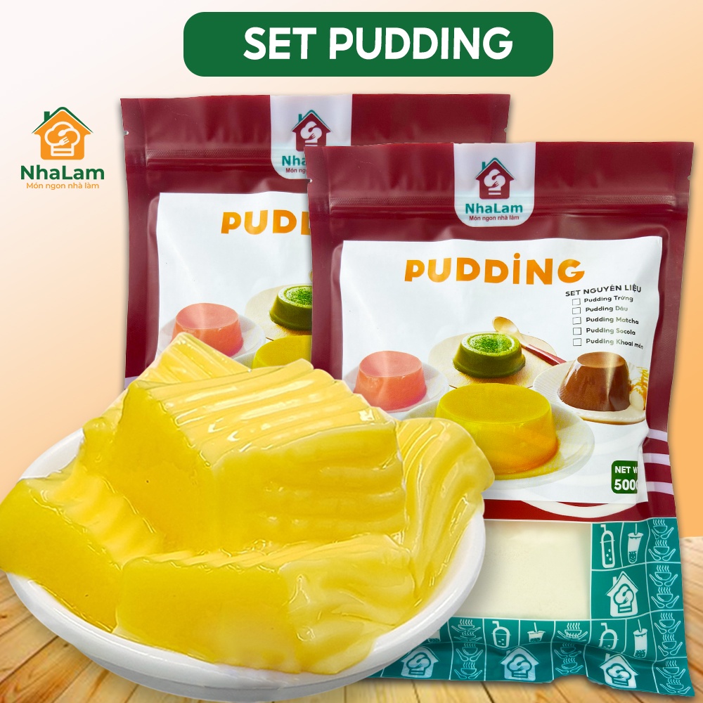 Pudding Trứng, Socola, Dâu, Matcha, Khoai Môn Set Nguyên Liệu Thơm Ngon NHALAM FOOD (Kèm Công Thức)