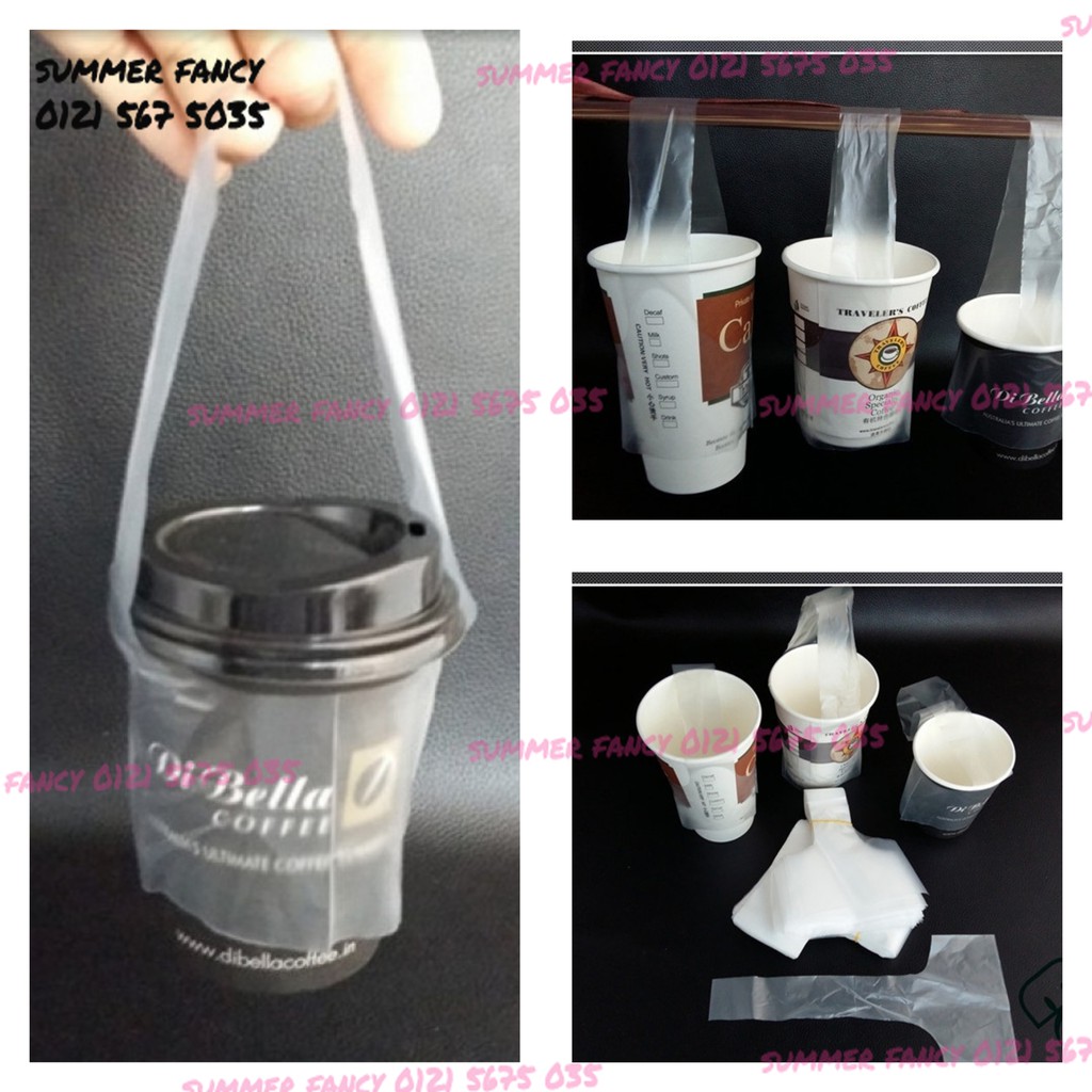 1kg Túi chữ T đựng trà sữa, cà phê, sinh tố ly nắp cầu - Plastic bag milk tea coffee take away