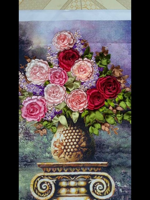 Tranh thêu ruy băng 80x70cm