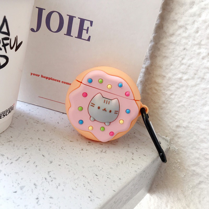 Bao Case Cho Airpods 1/ Airpods 2 Hình Bánh Donut và Sandwich Mèo.