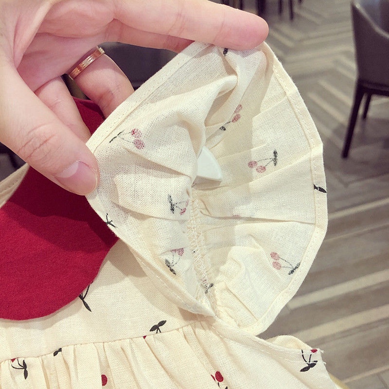 Đầm cổ búp bê thời trang mùa hè phong cách Hàn Quốc cho bé gái