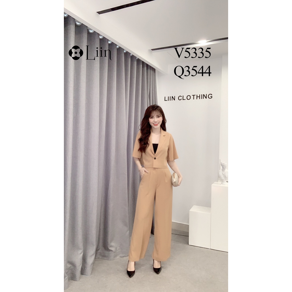 Áo Vest nữ kiểu dáng Croptop ngắn tay màu Nâu sành điệu Liin Clothing V5335 | BigBuy360 - bigbuy360.vn