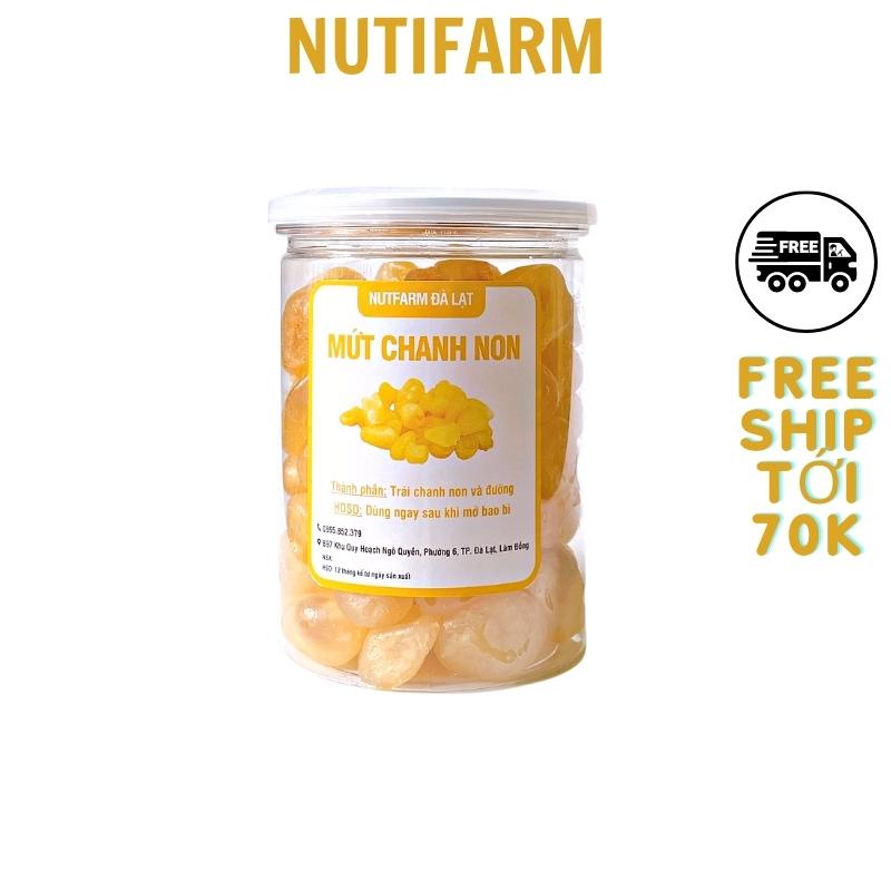 Mứt chanh non sấy dẻo không đường chua ngọt tự nhiên 400gr NutiFarm trái cây sấy đặc sản đà lạt