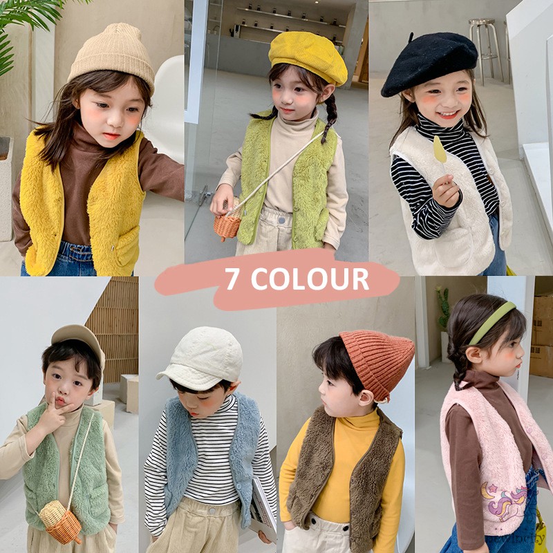 Áo Khoác Không Tay Màu Trơn Thời Trang Mùa Đông Hàn Quốc Cho Bé