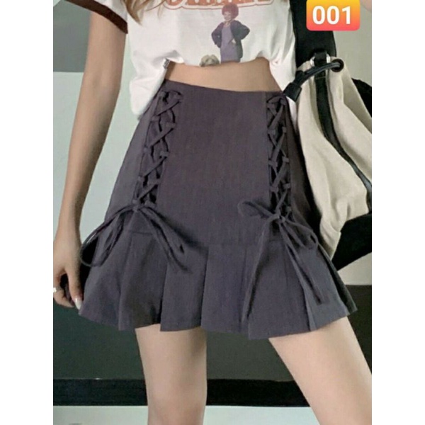Chân váy ngắn vingate ulzzang , thiết kế dây rút ,vải voan 2 lớp , có lớp quần trong