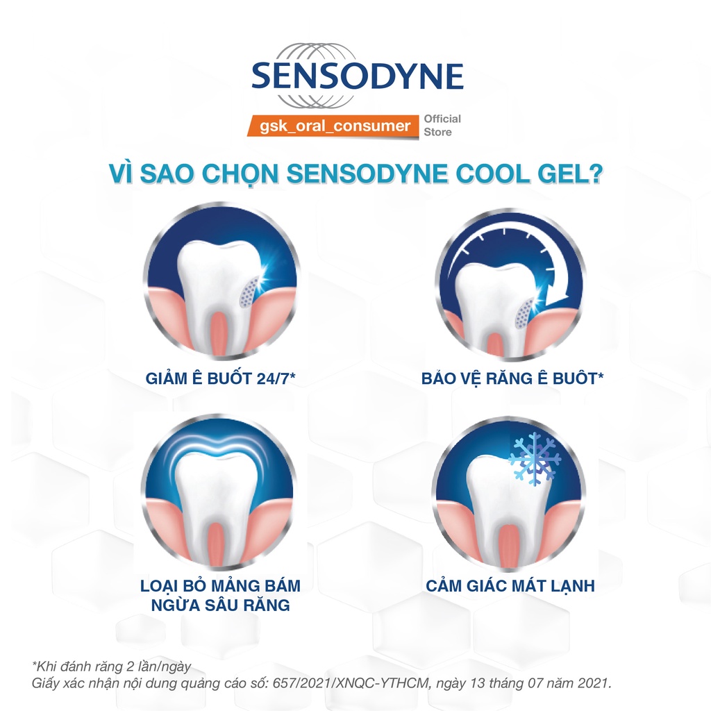 Bộ 3 Kem đánh răng Sensodyne Cool Gel 100g