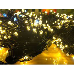 Bộ đèn led nhấp nháy 20m dây đen ánh sáng vàng, 7 màu trang trí cây thông Giáng sinh Noel, trang trí cây mai cây đào Tết