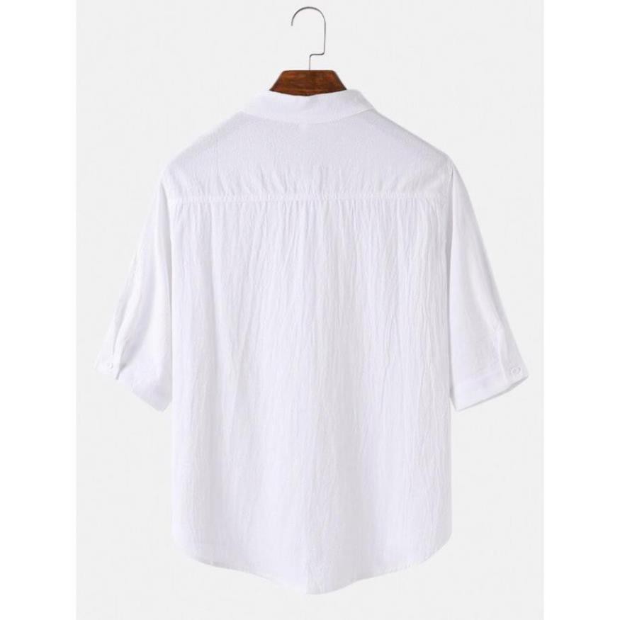 (NT) Áo Sơ Mi Nam Đũi Nhật Cổ Trụ | BigBuy360 - bigbuy360.vn