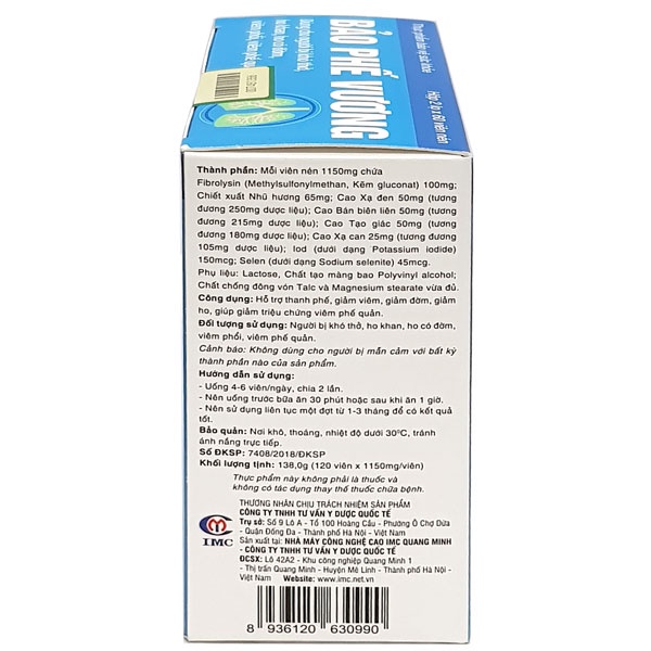Bảo Phế Vương – Viên uống hỗ trợ giảm triệu chứng viêm phế quản (Hộp 120 viên)
