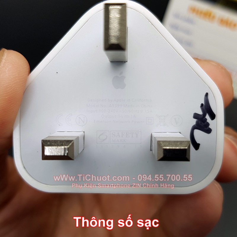 Củ Sạc iPhone 3 chấu hàng Foxconn có Logo táo