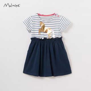 Mã 5307 váy ngựa đính hạt sọc ngang phối chân váy xòe của Malwee cho bé gái