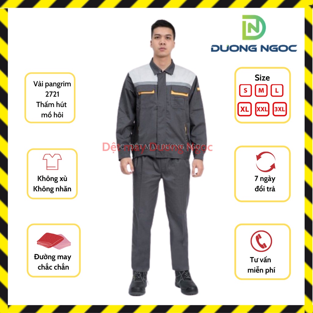 ♂◇Quần Áo Bảo Hộ Lao Động Nam, Đồng Phục BHLĐ Kỹ Sư Công Nhân Tay Dài Vải Pangrim Hàn Quốc Có Phản Quang Đủ Size PR04