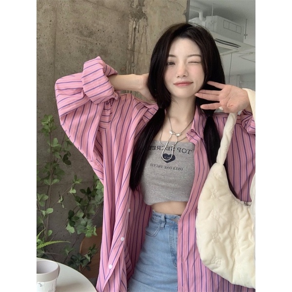 ÁO SƠ MI KẺ SỌC FORM RỘNG ULZZANG