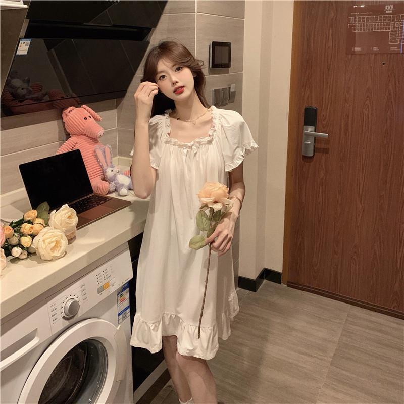 [In stock] women's pajamas loose and slim nightgowns women's skirts medium length pajamas