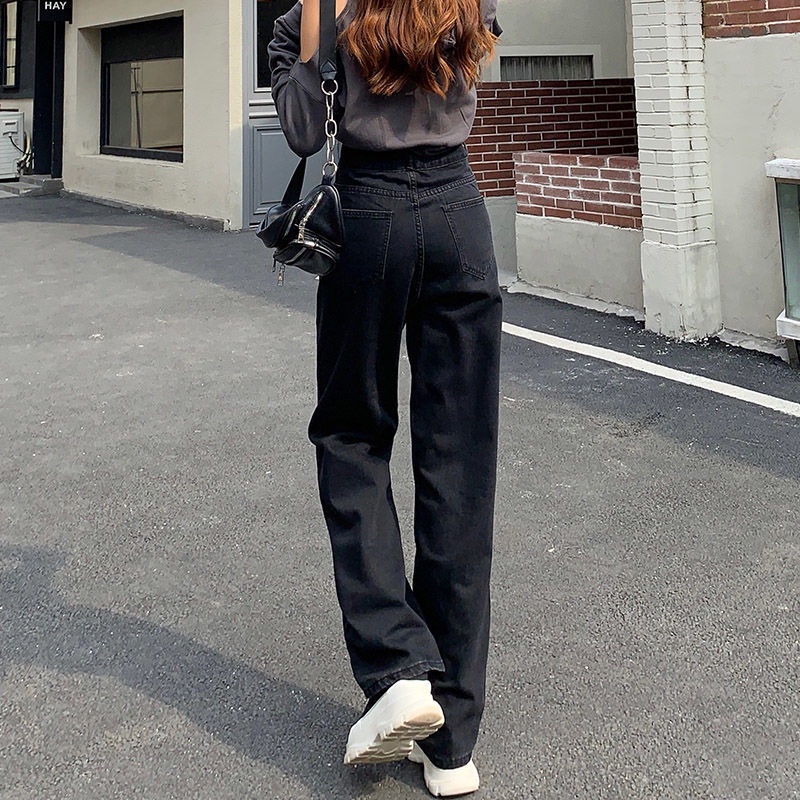 IELGY   Quần Jean Dài Dáng Rộng Thiết Kế Dễ Phối Đồ Thời Trang Cho Nữ