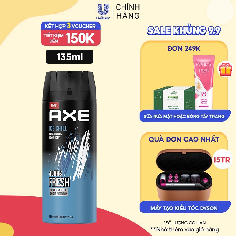 Xịt nước hoa toàn thân dành cho nam AXE Ice Chill (135ml)